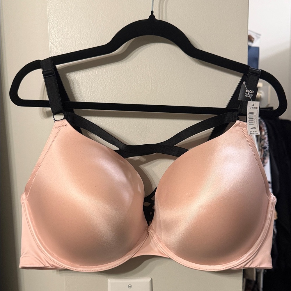 Torrid Blush Pink Bra with Black Straps